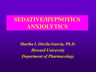 SEDATIVE/HYPNOTICS ANXIOLYTICS
