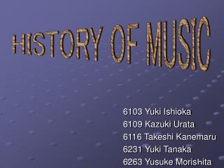 6103 Yuki Ishioka 6109 Kazuki Urata 6116 Takeshi Kanemaru 6231 Yuki Tanaka 6263 Yusuke Moris ｈ ita