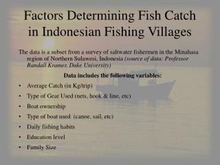 Factors Determining Fish Catch in Indonesian Fishing Villages