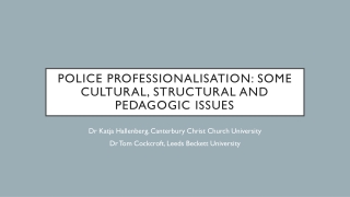 Police Professionalisation : Some Cultural, Structural and Pedagogic Issues