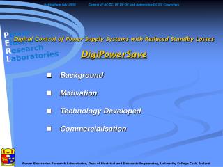 Digital Control of Power Supply Systems with Reduced Standby Losses DigiPowerSave