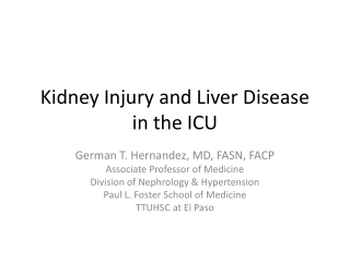Kidney Injury and Liver Disease in the ICU