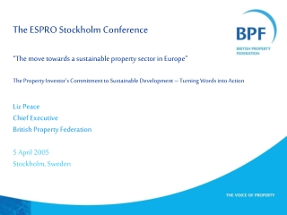 The ESPRO Stockholm Conference “The move towards a sustainable property sector in Europe”