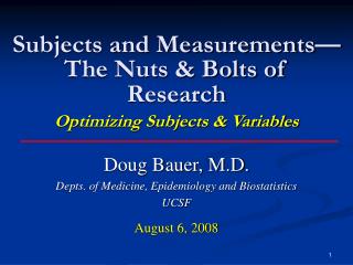 Subjects and Measurements—The Nuts &amp; Bolts of Research Optimizing Subjects &amp; Variables