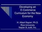 Developing an E-Commerce Curriculum for the New Economy H. Albert Napier, Ph.D. Rice University Napier Judd, Inc.