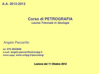 Corso di PETROGRAFIA Laurea Triennale in Geologia