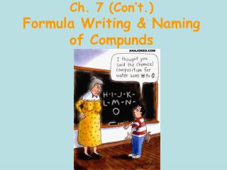 Ch. 7 (Con’t.) Formula Writing & Naming of Compunds