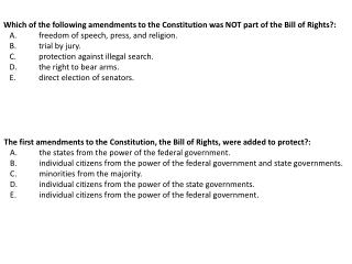 Which of the following amendments to the Constitution was NOT part of the Bill of Rights?: