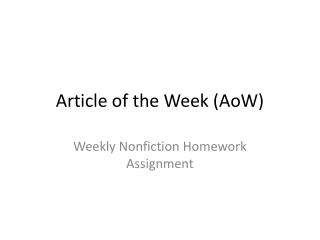 Article of the Week (AoW)