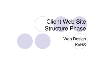 Client Web Site Structure Phase