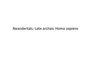 Neandertals: Late archaic Homo sapiens