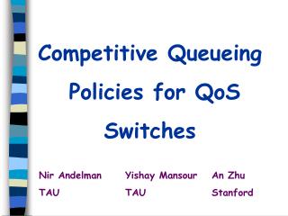 Competitive Queueing Policies for QoS Switches