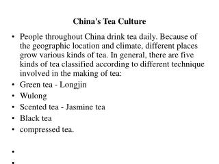 China's Tea Culture