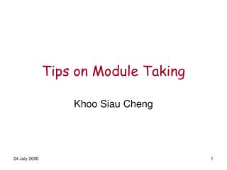 Tips on Module Taking