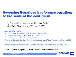 Governing Equations I: reference equations at the scale of the continuum