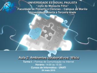 Aula 2: Ambientes colaborativos: Wikis