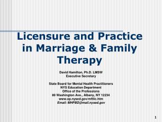 Licensure and Practice in Marriage & Family Therapy