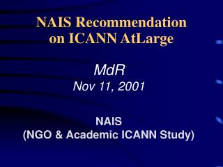 NAIS Recommendation on ICANN AtLarge