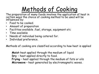 assignment on methods of cooking