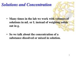 Solutions and Concentration