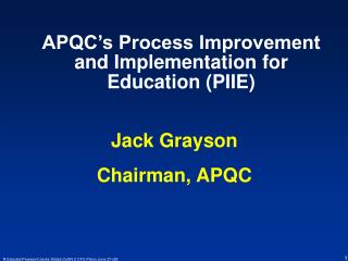 APQC’s Process Improvement and Implementation for Education (PIIE)