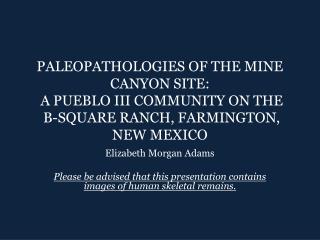 PALEOPATHOLOGIES OF THE MINE CANYON SITE: A PUEBLO III COMMUNITY ON THE B-SQUARE RANCH, FARMINGTON, NEW MEXICO
