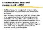 From traditional personnel management to HRM