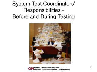 System Test Coordinators’ Responsibilities - Before and During Testing