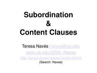 Subordination & Content Clauses