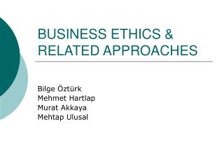 ethics business approaches related