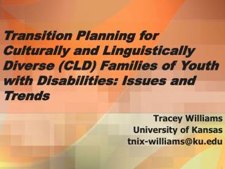 Transition Planning for Culturally and Linguistically Diverse (CLD) Families of Youth with Disabilities: Issues and Tren