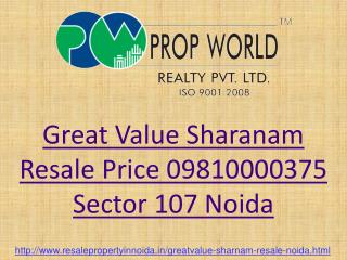 Great Value Sharanam Resale Price Flats Noida Sector 107, Re