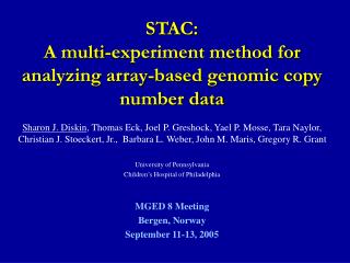 STAC: A multi-experiment method for analyzing array-based genomic copy number data