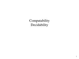 Computability Decidability