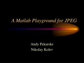 A Matlab Playground for JPEG