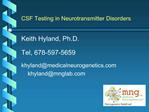 CSF Testing in Neurotransmitter Disorders