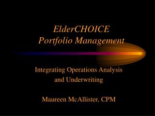 ElderCHOICE Portfolio Management