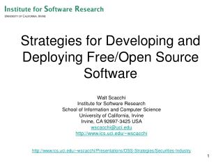 Strategies for Developing and Deploying Free/Open Source Software