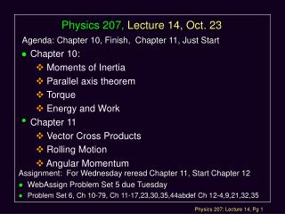 Physics 207, Lecture 14, Oct. 23