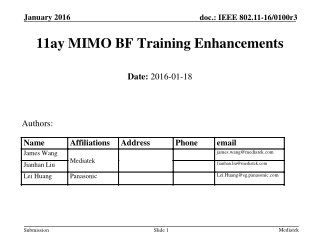 11ay MIMO BF Training Enhancements