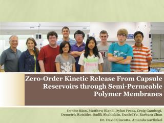 Zero-Order Kinetic Release From Capsule Reservoirs through Semi-Permeable Polymer Membranes