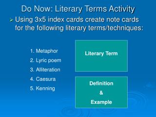 Do Now: Literary Terms Activity