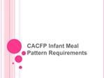 CACFP Infant Meal Pattern Requirements