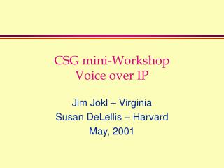 CSG mini-Workshop Voice over IP