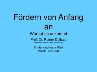 Fördern von Anfang an Worauf es ankommt