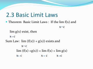 2.3 Basic Limit Laws