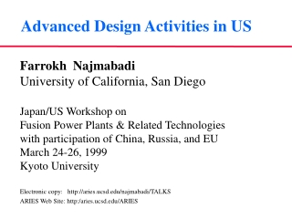 Advanced Design Activities in US