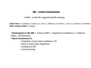 IBL – UniGe involvements