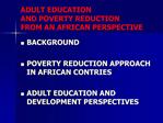 ADULT EDUCATION AND POVERTY REDUCTION FROM AN AFRICAN PERSPECTIVE
