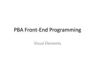 PBA Front-End Programming